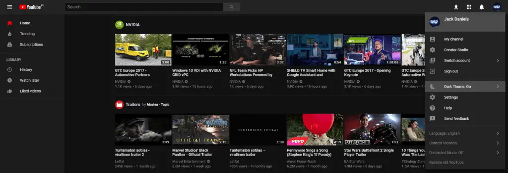 YouTube Dark Theme