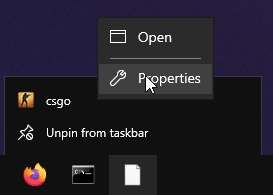 Taskbar Icon Properties