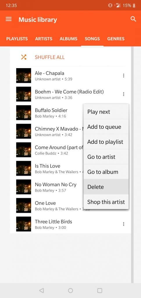 Clear Android Music Library