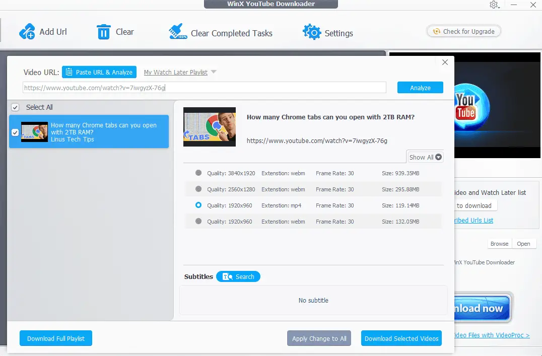 WinX YouTube Downloader Screenshot