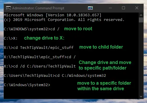 Command Prompt Change Directory All Commands