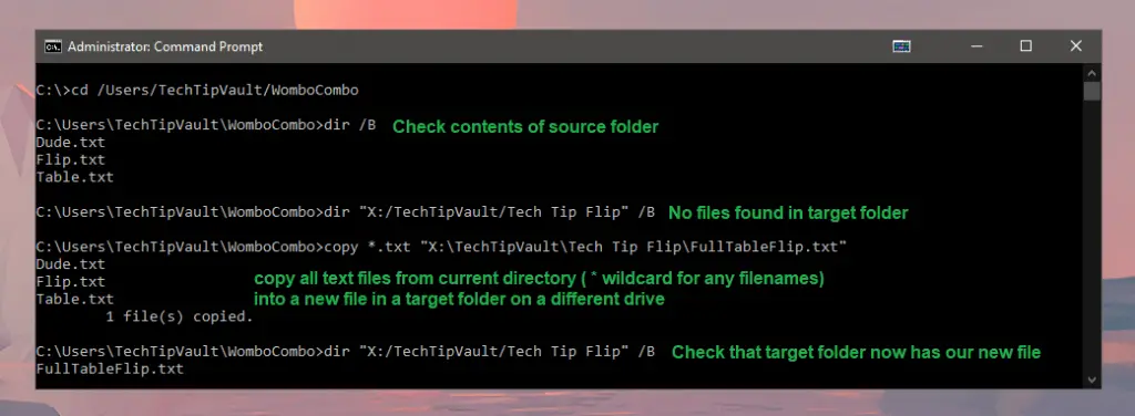 Command Prompt File Copying - Required Commands