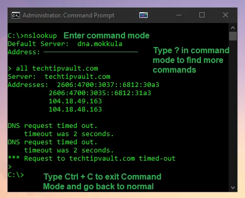 Command Prompt NSLookup