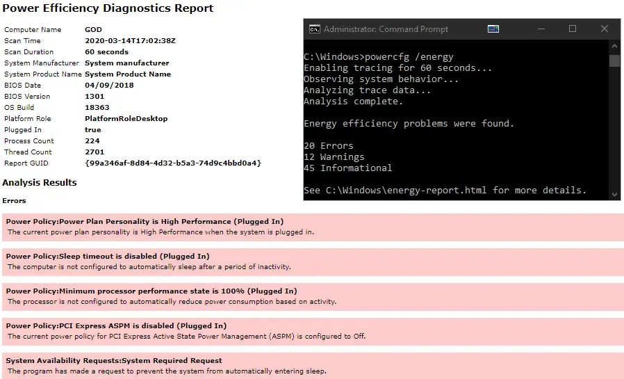 Command Prompt Power Efficiency Report