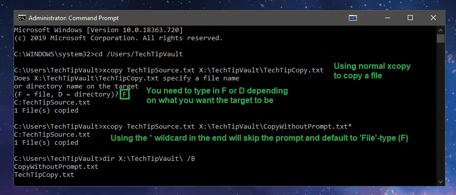 Command Prompt XCopy for Files
