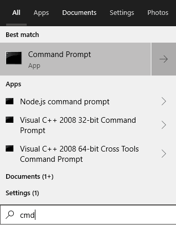 Opening Command Prompt Through Start Menu