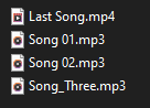 Final Song Names before Rename Command