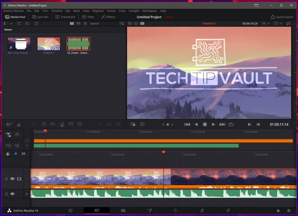 DaVinci Resolve Editing Interface