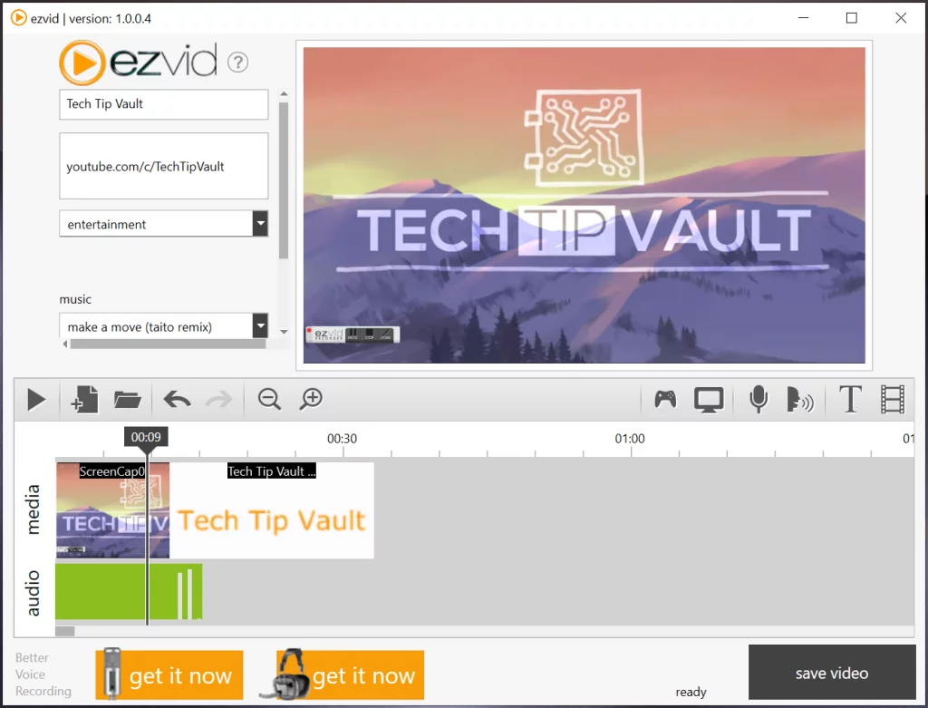 Ezvid User Interface and Media Tracks