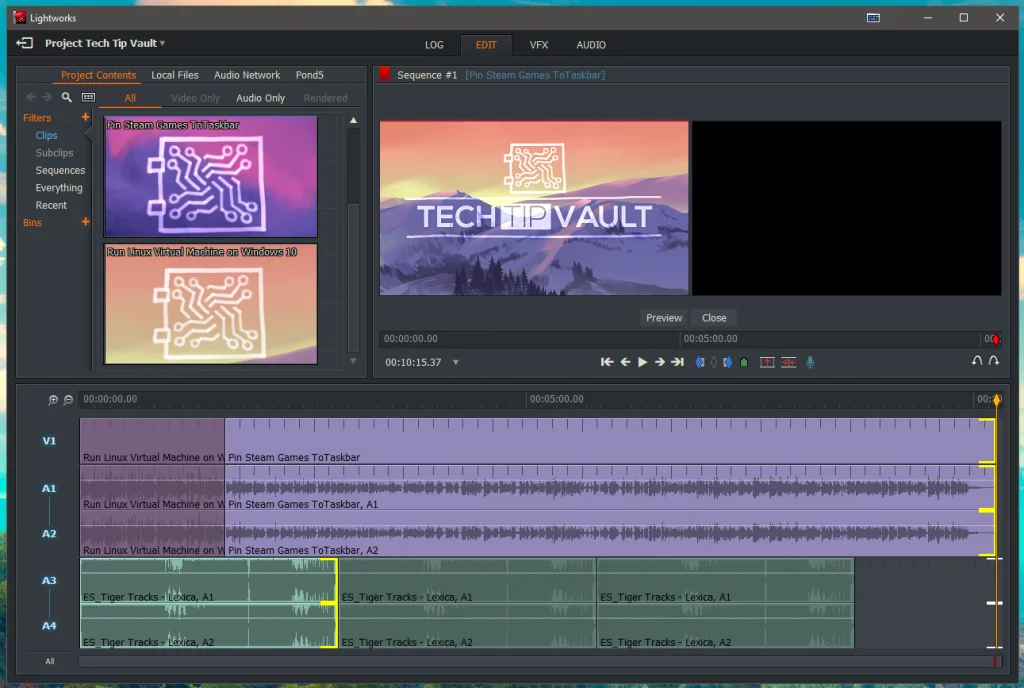 Lightworks Video Editor View