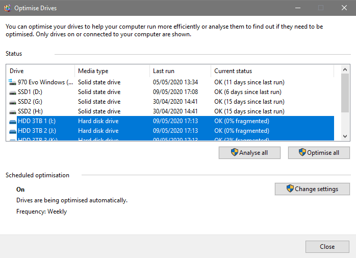 Optimize Drives on Windows