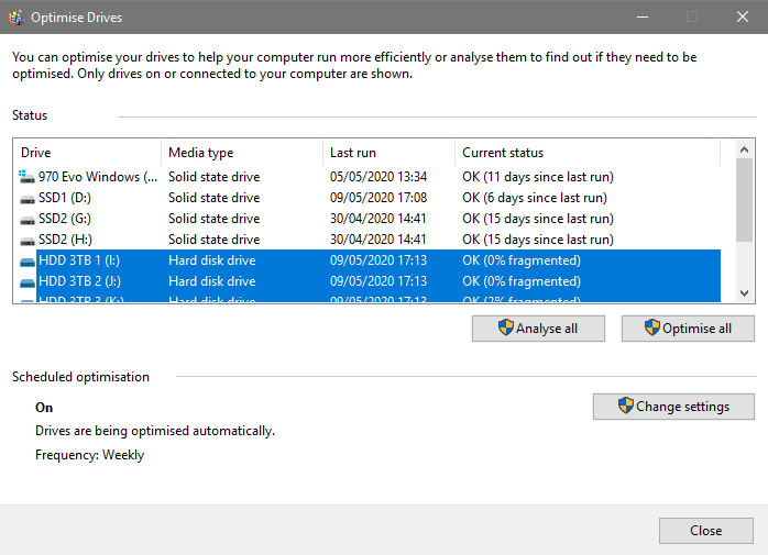 windows optimize drives