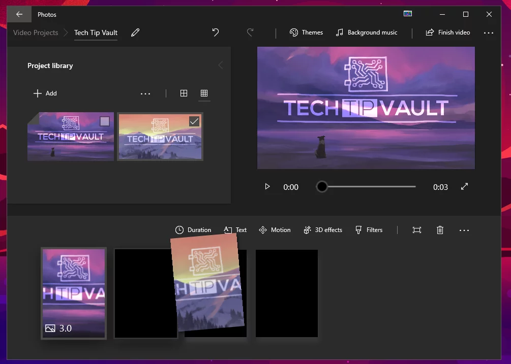 Windows 10 Video Editor User Interface