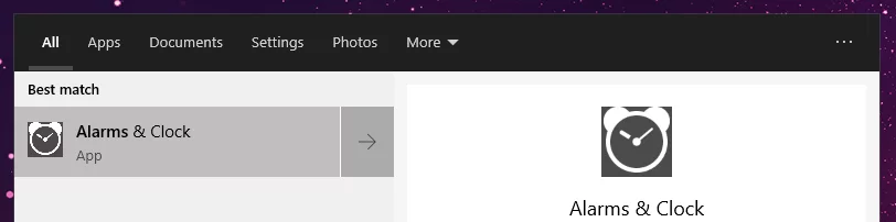 Windows 10 Alarms and Clock App