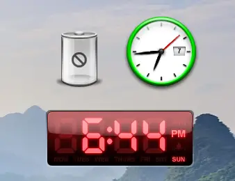 Yahoo Widgets and Clock on Desktop