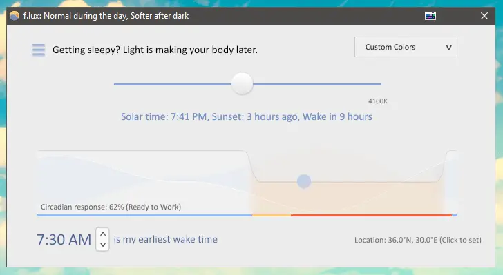 night light not working windows 10