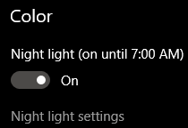 windows 10 night light missing