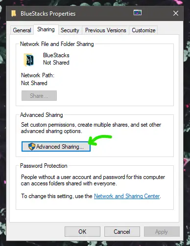 Advanced Sharing Options