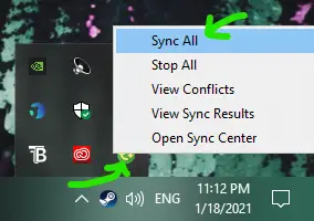 Windows Sync Center - Sync All Shared Files