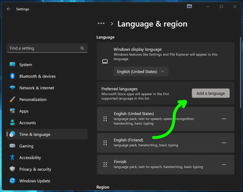 Add new language on Windows
