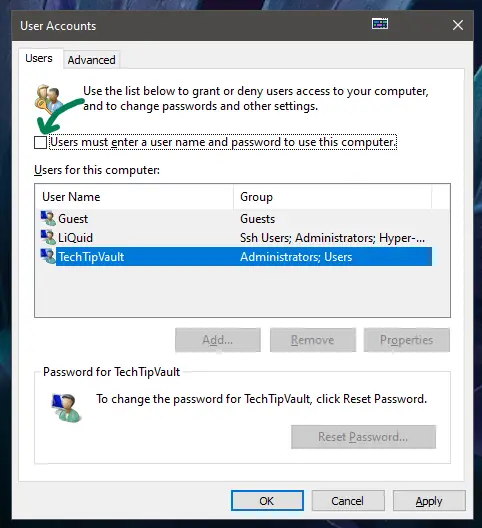 Disable Password Pin Prompt on Windows