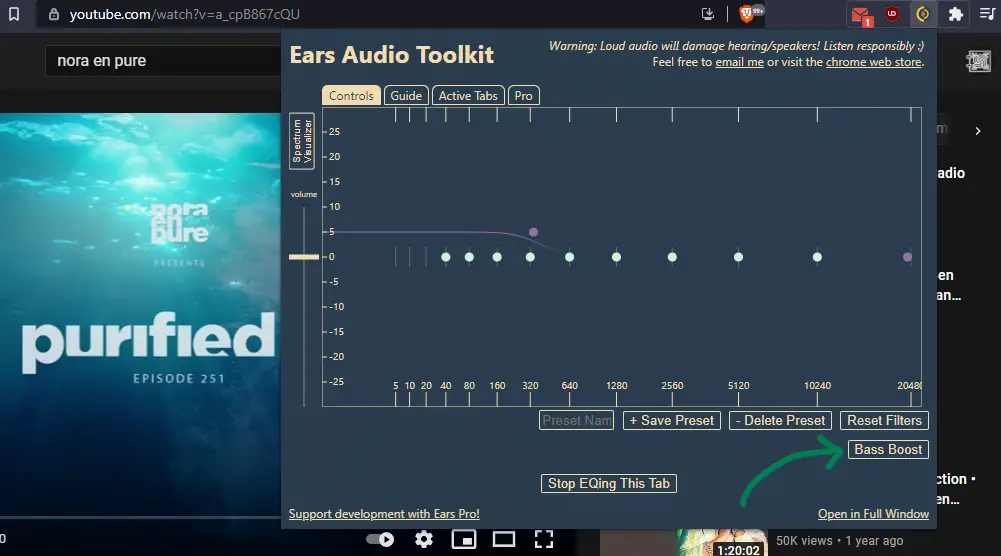 Ears Vaux Audio Bass Boost Chrome Extension