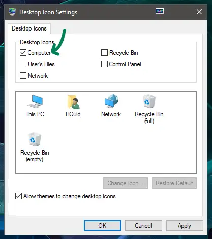 Enable My Computer shortcut