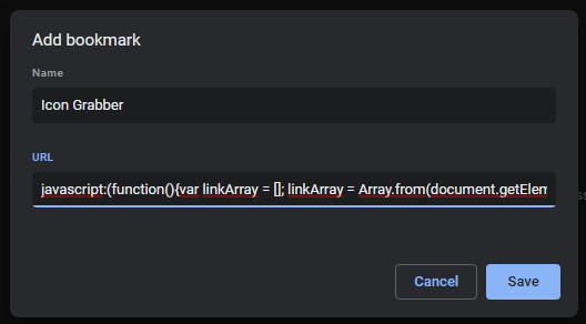 Icon Grabber Bookmarklet