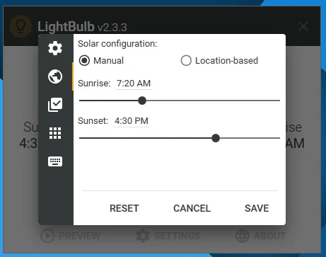 LightBulb Night Light Timers and Location