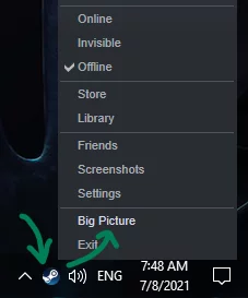 Open Big Picture Mode from Taskbar