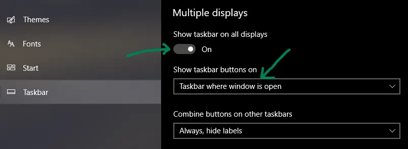Show taskbar and Icons on all Displays