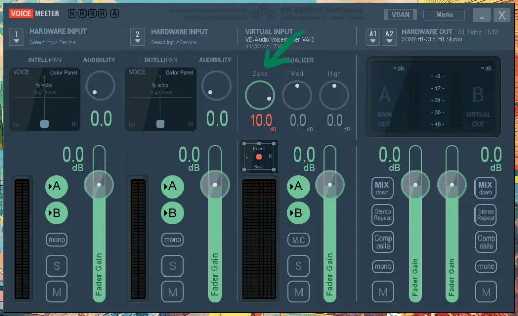 VoiceMeeter Interface Bass Boost